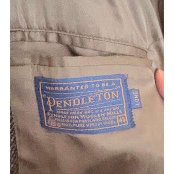 Pendleton Wool Blazer 48 Long Herringbone Western Yoke Elbow Patches Gray - Picture 6 of 7